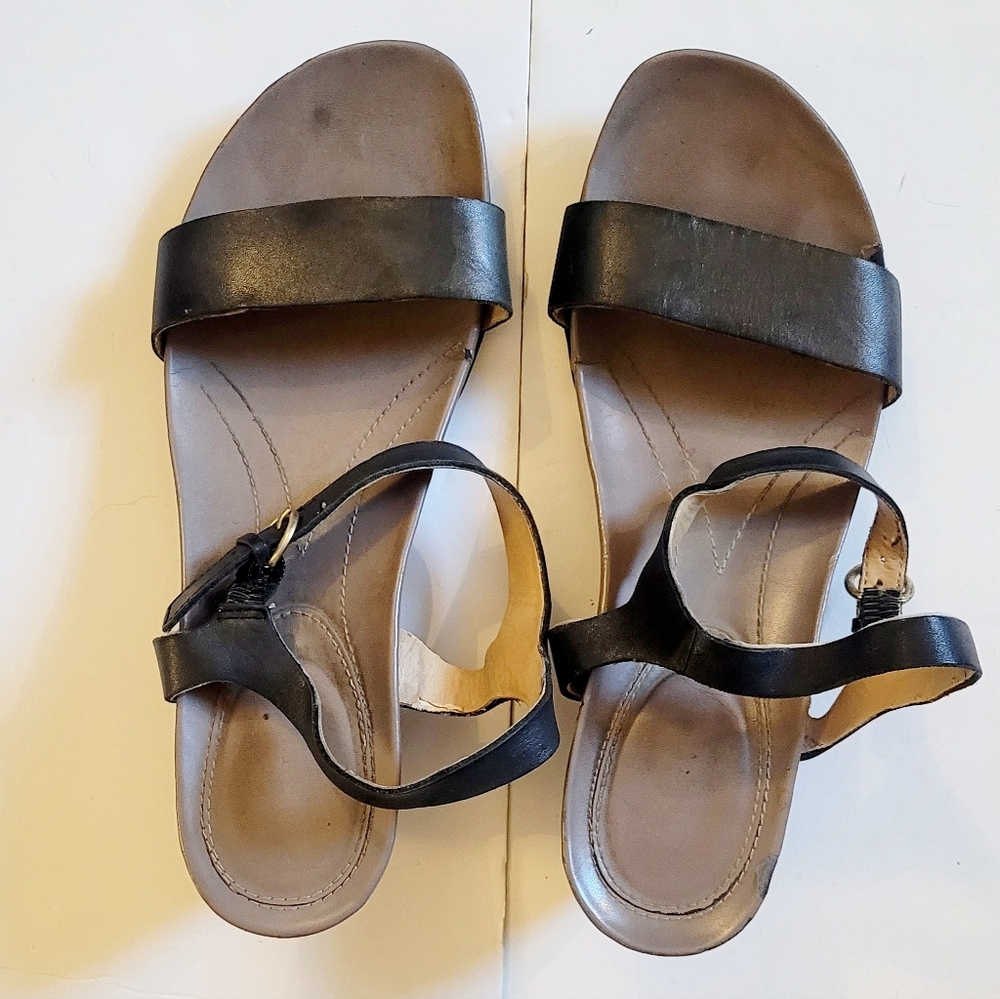 Black Leather Women's Sandals